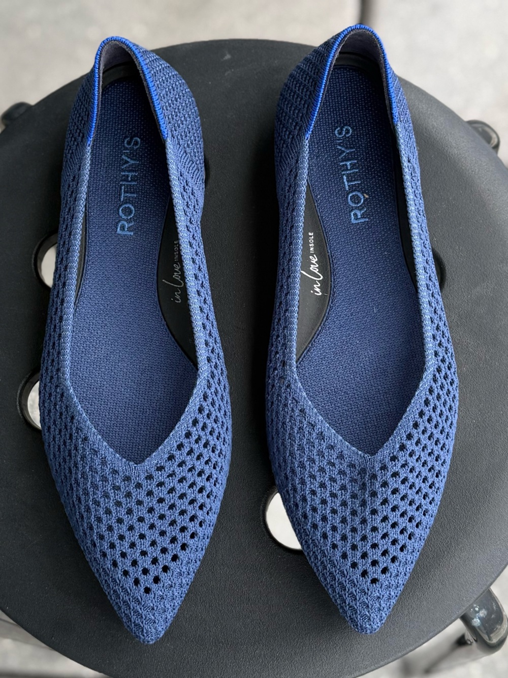 Rothy's The Point Blue Knit Flats Size 7
